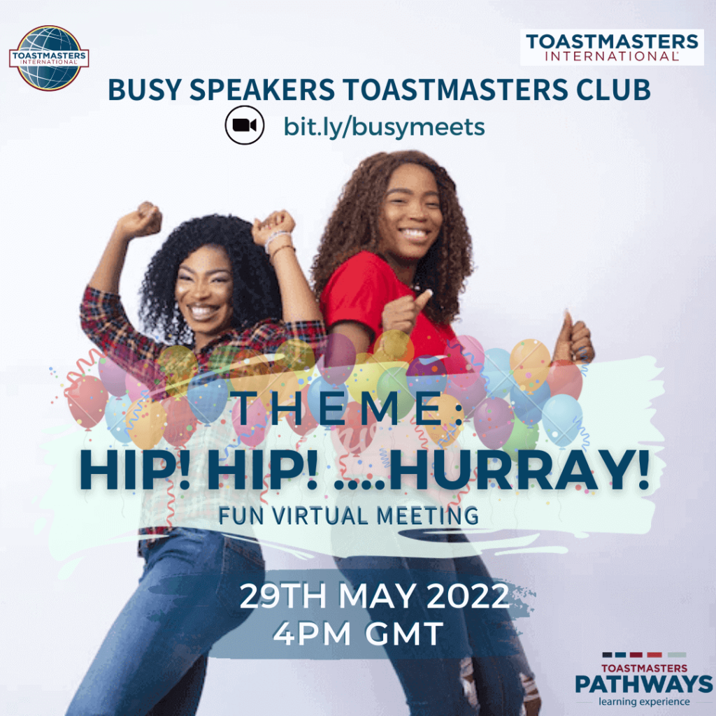Hip Hip Hurray - Busy Speakers Toastmasters Meeting Flyer
