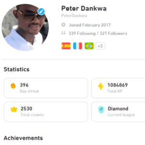 Web view of Peter Dankwa's Account Profile