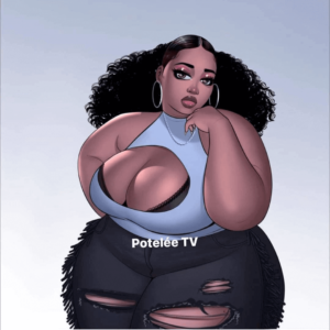 Beautiful plus sized black woman with bushy afro