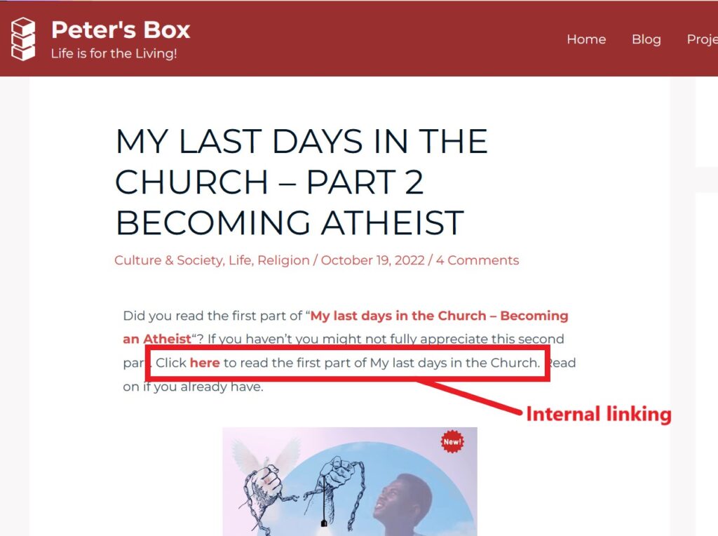 internal linking on Peter's Box - a habit you have to develop when blogging
