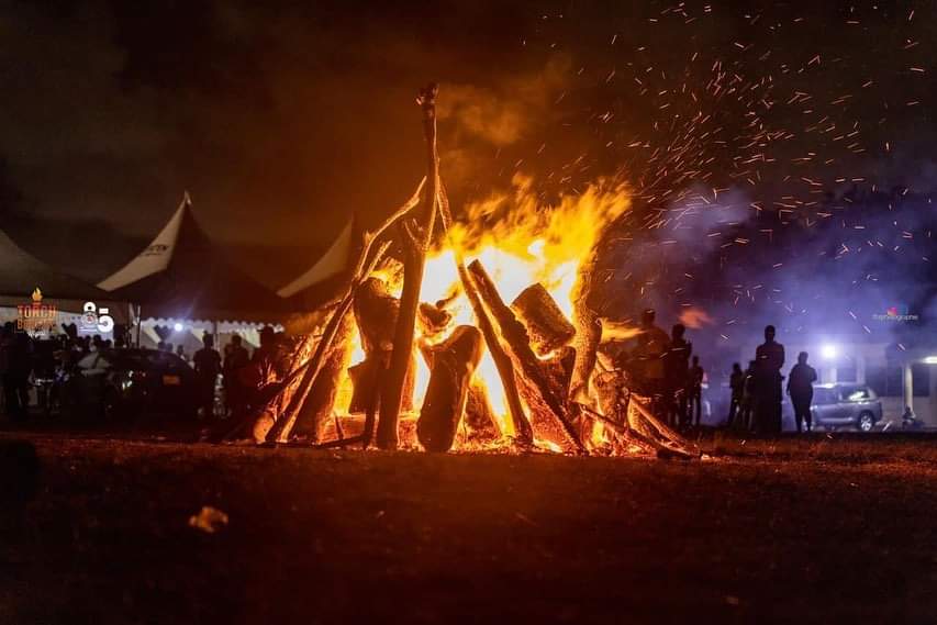 Bonfire ablaze at Presec Bonfire Night