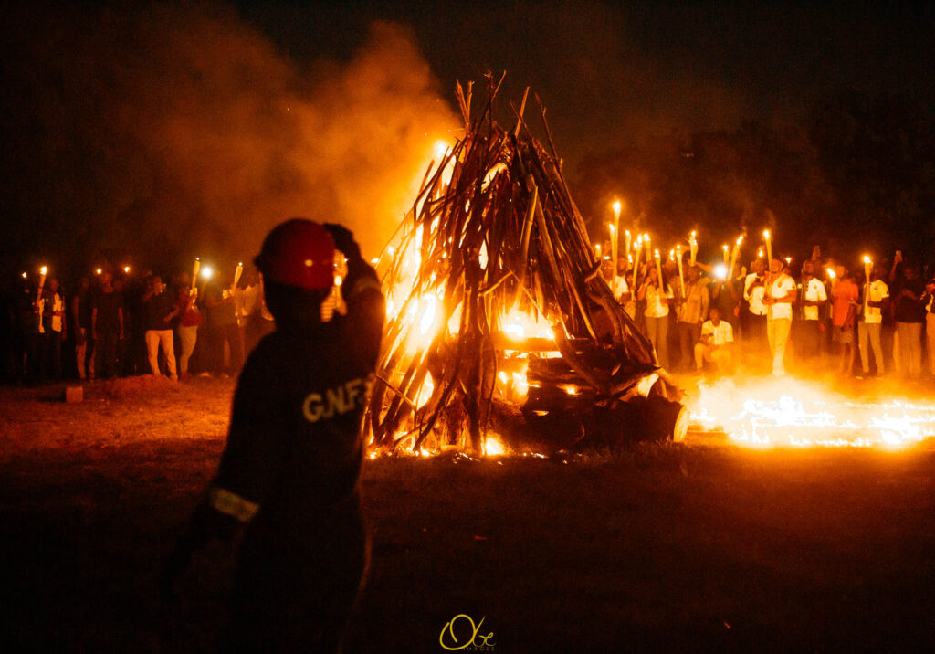 Bonfire burning at Presec Bonfire Night