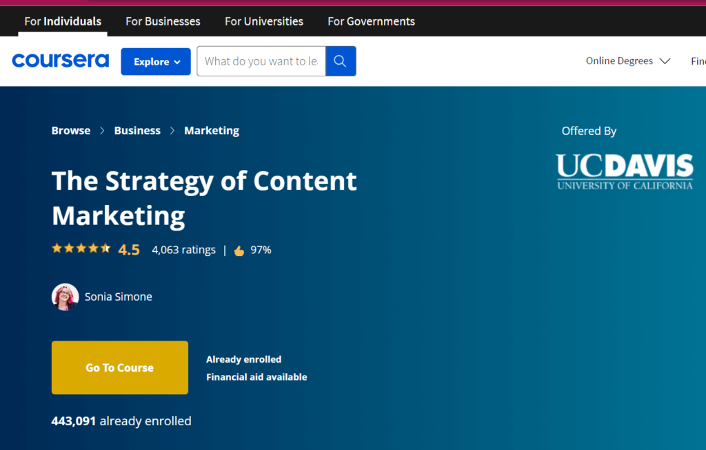The stategy of content marketing - Coursera