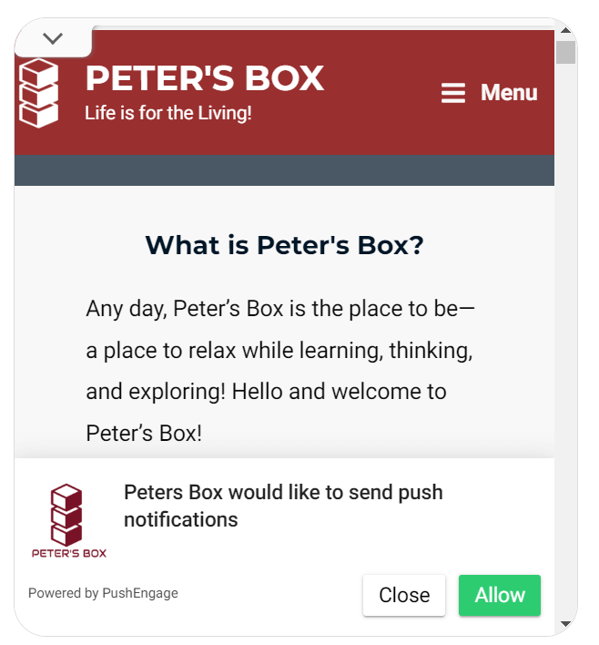 subscribe to Peter's Box on your mobile device
