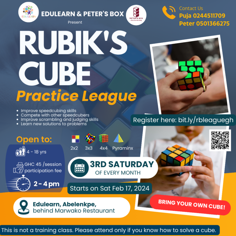 edulearn rubik's cube practice league flyer - Peter's Box
