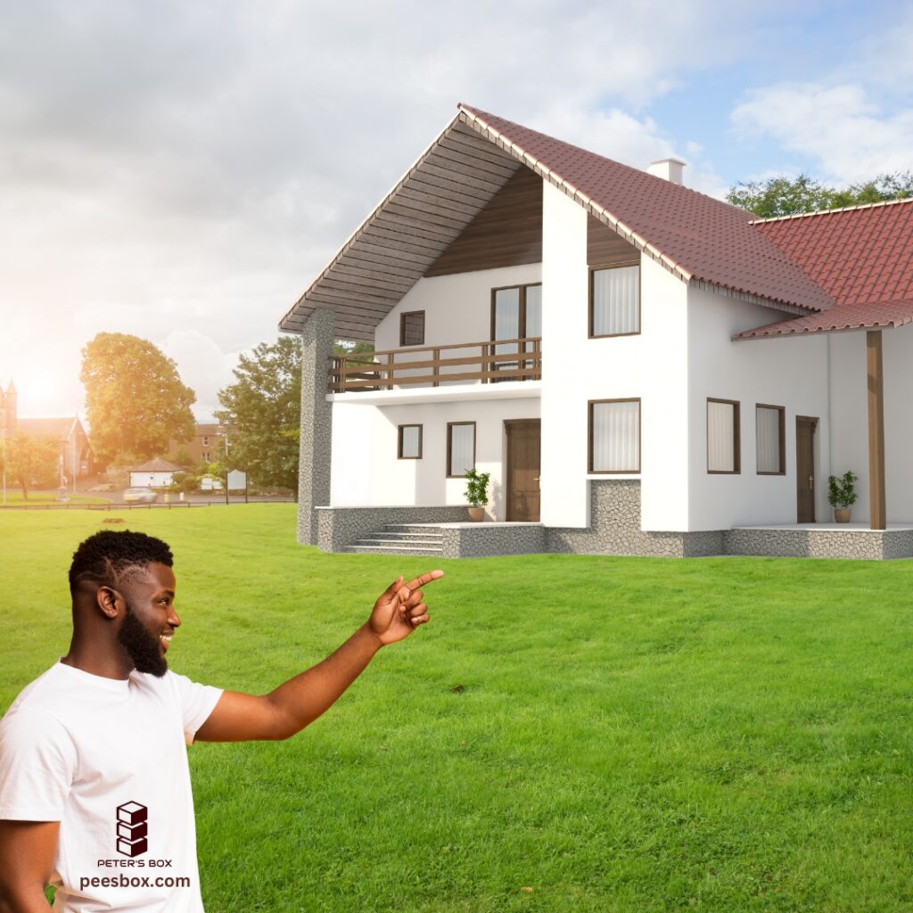 man pointing to house with left hand