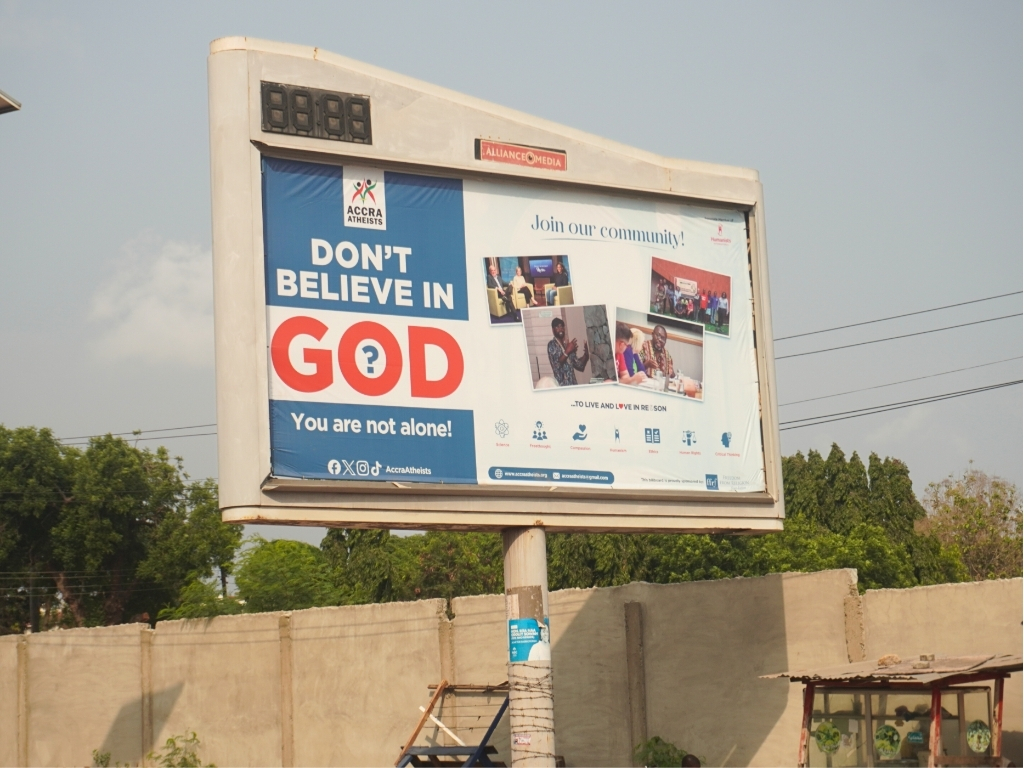 accra atheists billboard erected