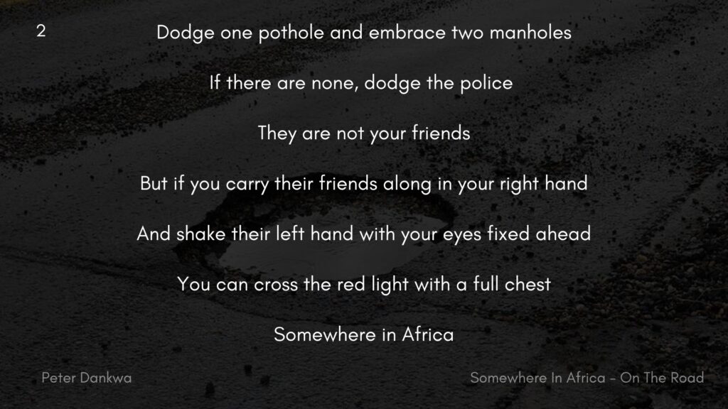 Somewhere in Africa - On The Road - Stanza 2
